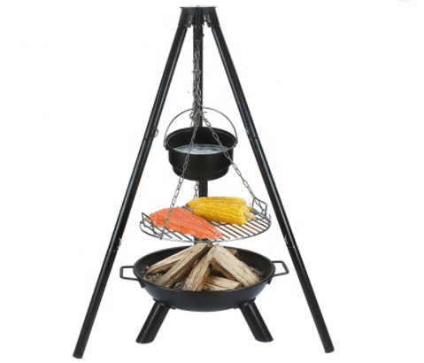 CUE WAY Camping Outdoor Charcoal Tripod Grilling Set