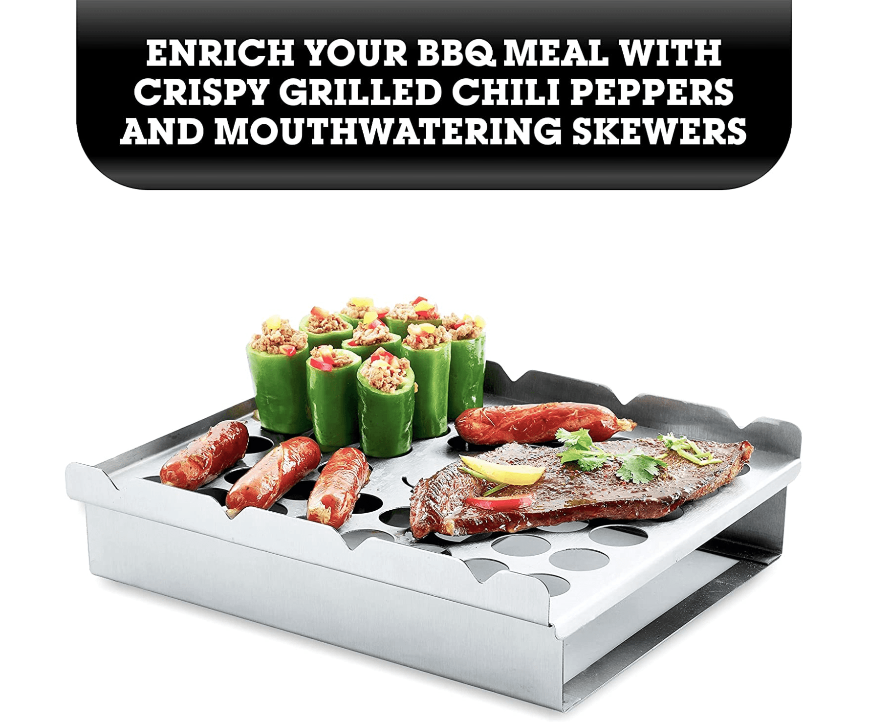 CUE WAY Grilling Accessory Multi-Functional Jalapeno Grill Rack