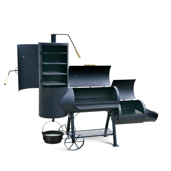 CUE WAY vertical smoker Heavy-Duty Vertical Offset Charcoal Smoker & Grill