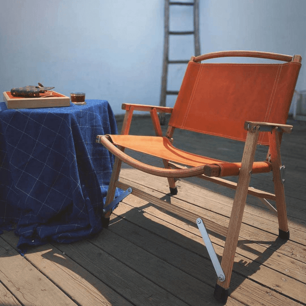 CUEWAY Camping Orange High quality cowhide Portable Folding Camping Chair | CUEWAY
